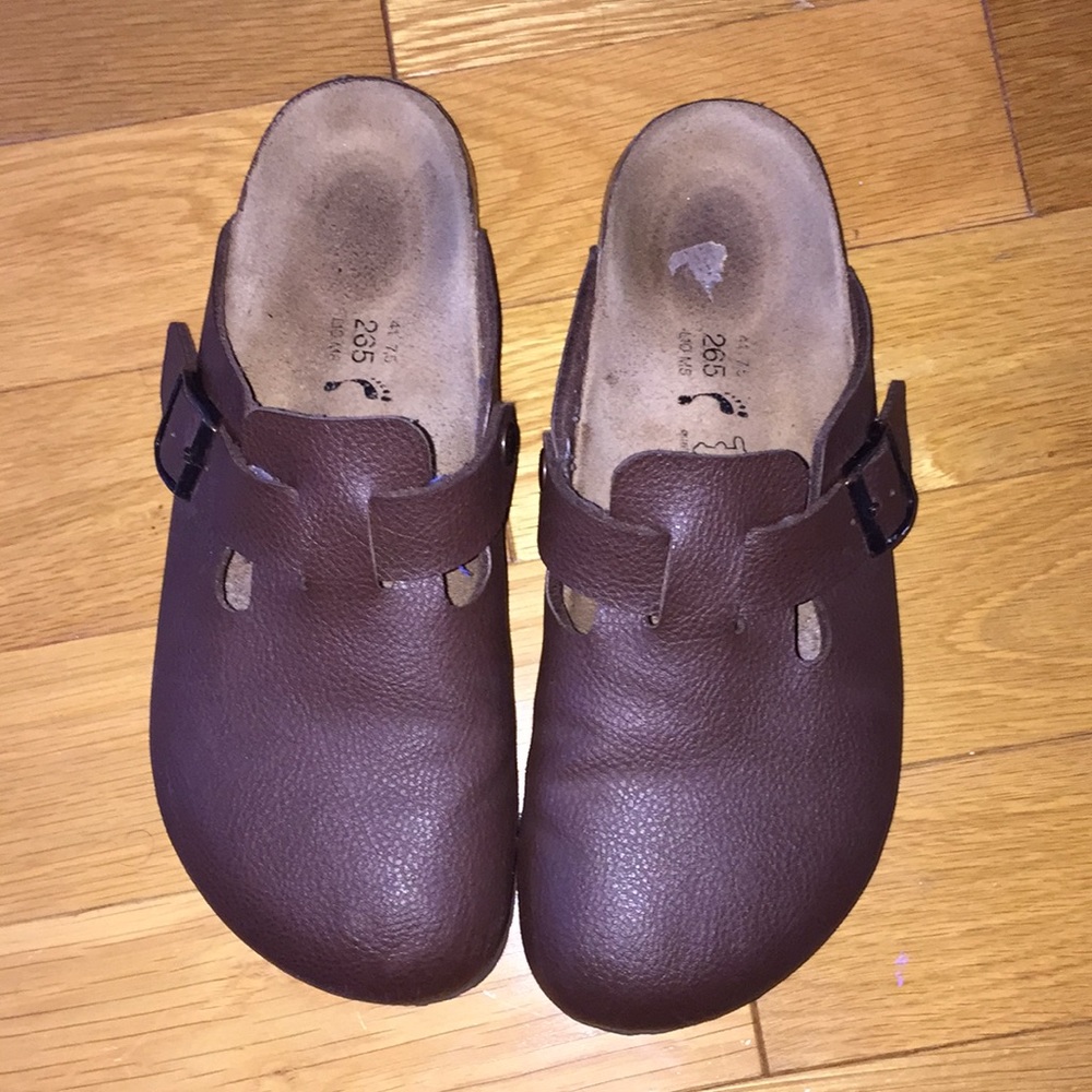 leather birkenston clogs